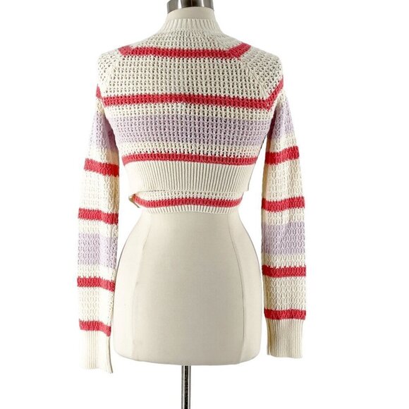 NWT American Eagle Crochet Striped Tube Top Long Sleeve Cardigan Sweater Set M - Picture 2 of 9